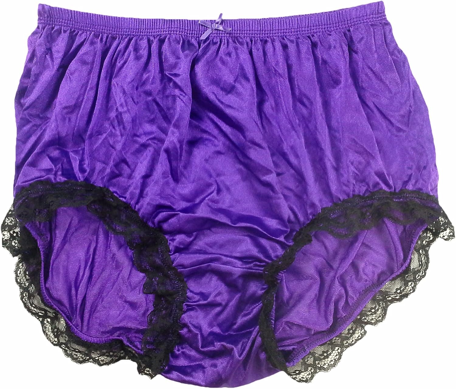 NQH08D01 Light Purple Handmade Lace Briefs Nylon Plain New Knickers