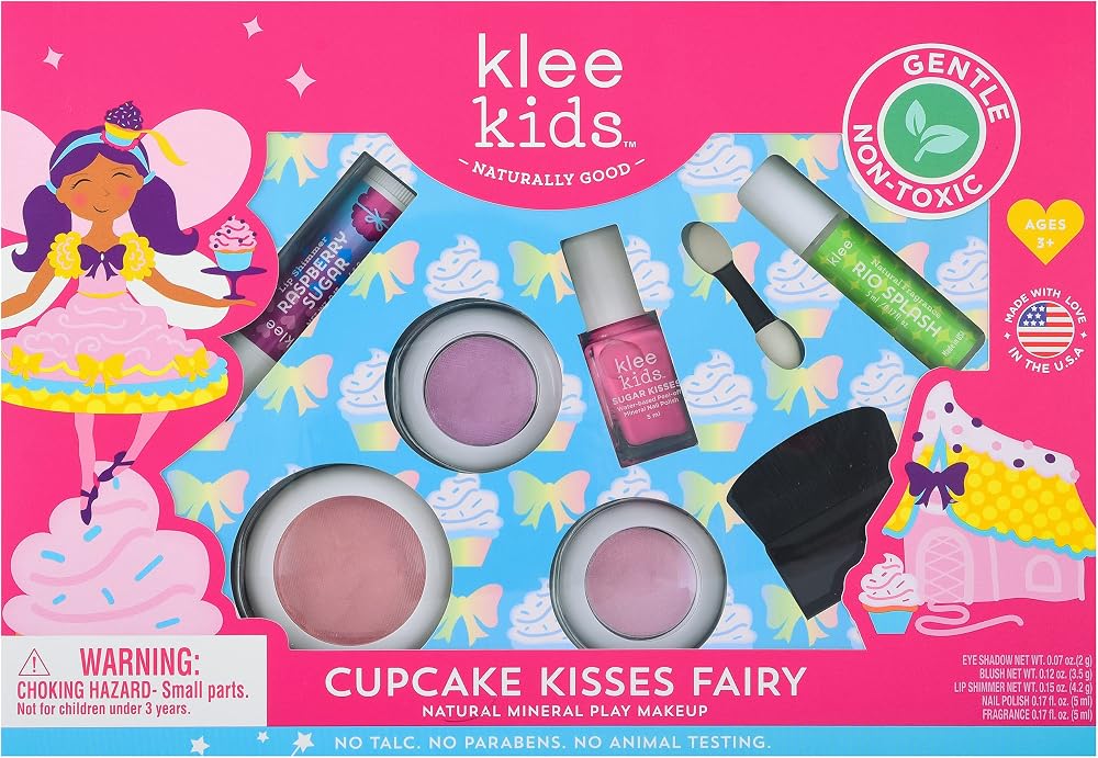 Klee Naturals Deluxe Mineral Play Makeup Kit. Kid-Friendly and Non-Toxic. Made in USA. (Cupcake Kisses Fairy)
