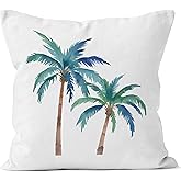 QGFM Tropical Beach Palm Tree Pillow Covers 18x18, Coastal Beach Room Decor, Summer Coastal Palm Tree Decorative Throw Pillow Covers for Couch Bed Home Bedroom Living Room Decor