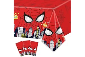 AURORAPARTY 3pcs Spider Birthday Party Tablecloth Hero Table Cover Birthday Party Decorations Large Plastic Disposable Birthday Tablecloth for Kids,54 x 108inch
