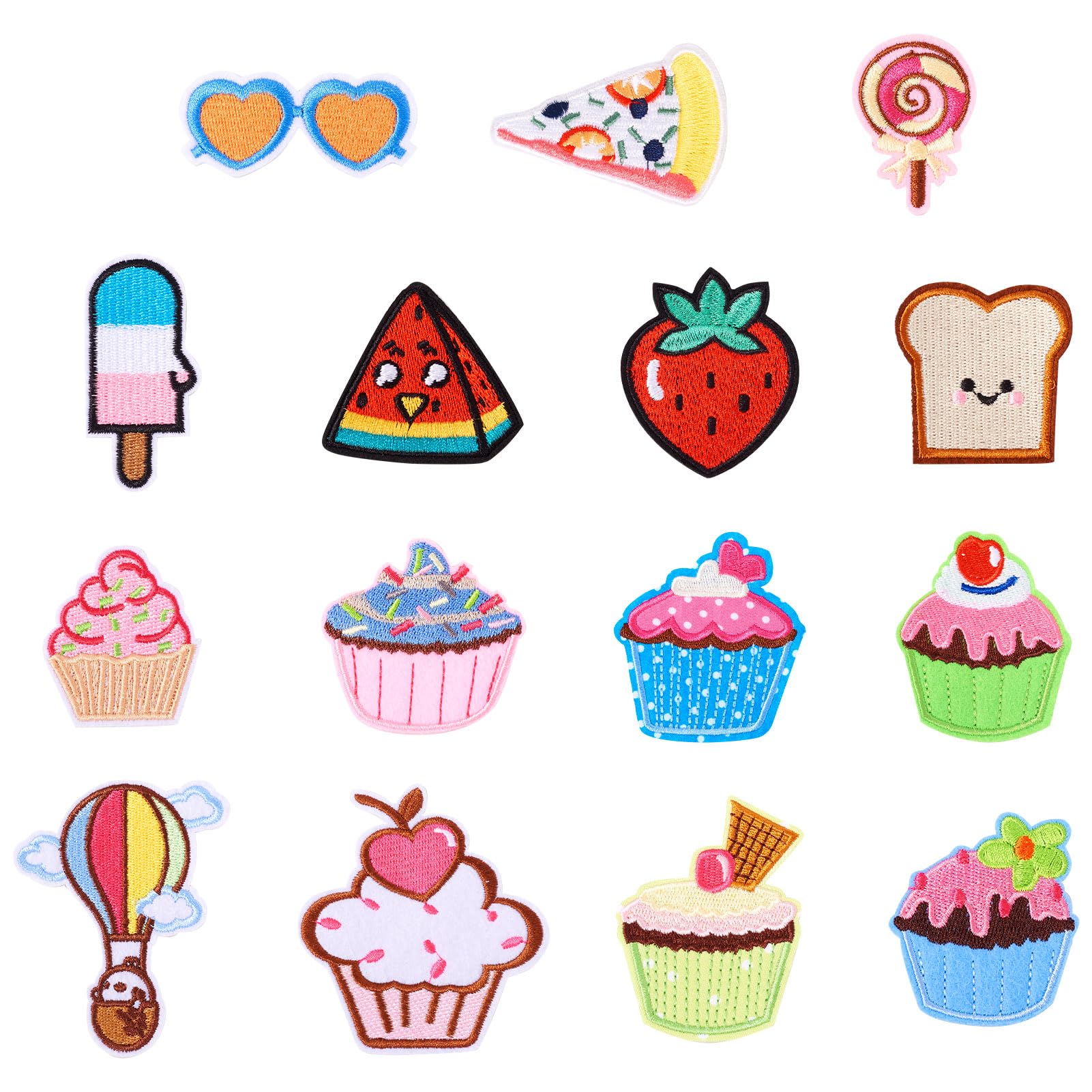 Crafans Assorted Dessert Patches Lovely Fruit & Hot Air Balloon & Cake Embroidery Appliques Patches Cute Sew on Patches for Costume Accessories â image 1