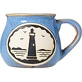 Cape Shore Handcrafted Bean Pot Stoneware 16oz Mug, Multiple Styles Available (Lighthouse)