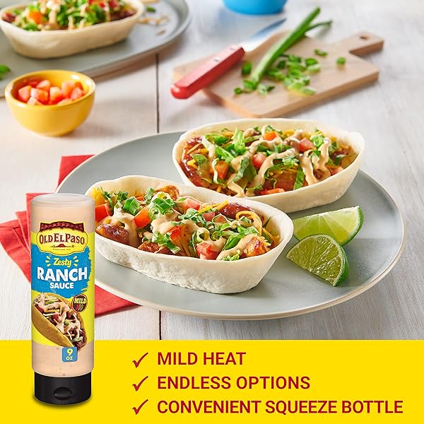 OLD EL PASO TACO SAUCE, ZESTY RANCH SAUCE, SQUEEZE BOTTLE, 9 OZ.
