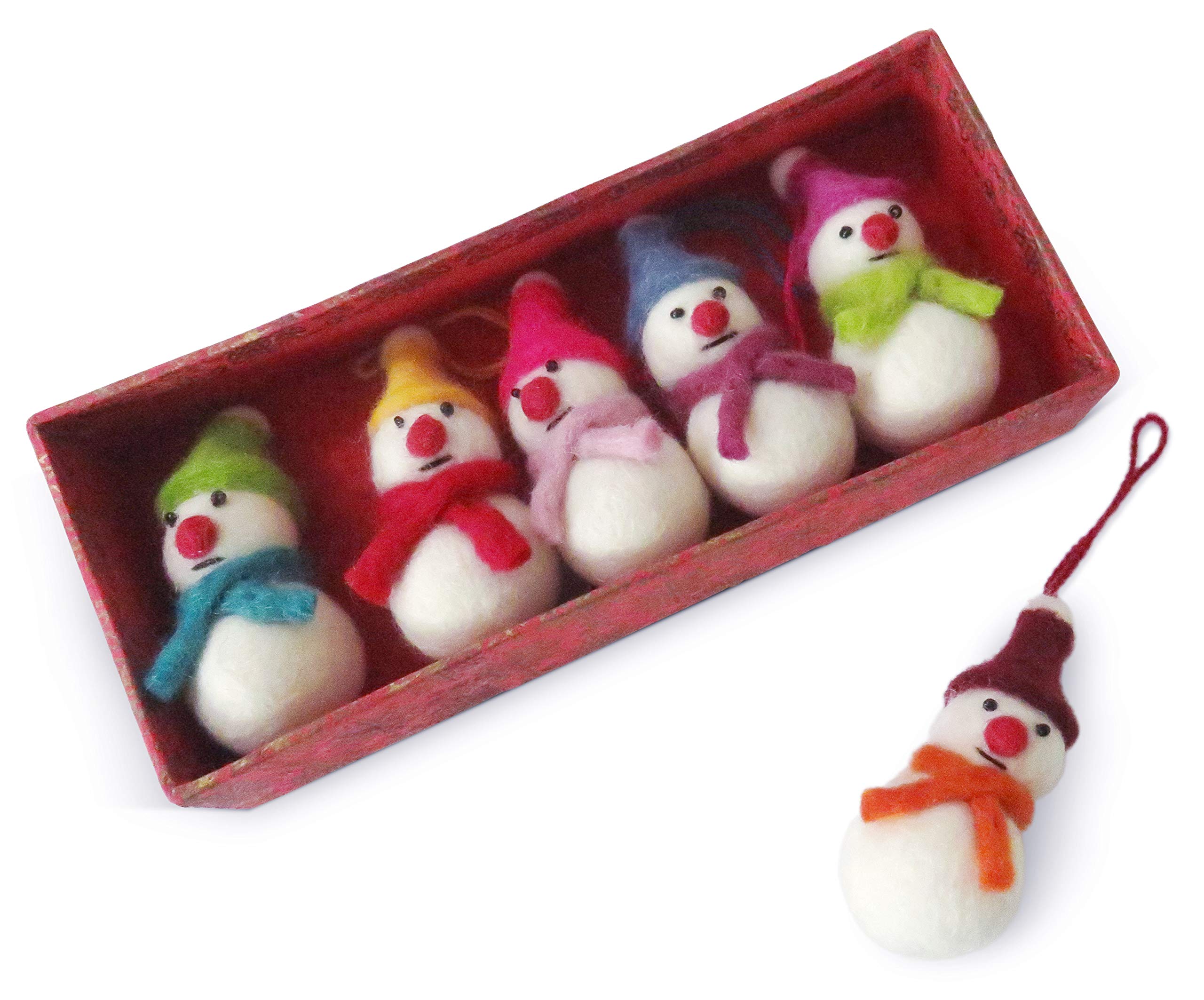 Pack 6 Felt Snowmen/Snowman Hanging Christmas Tree Decoration