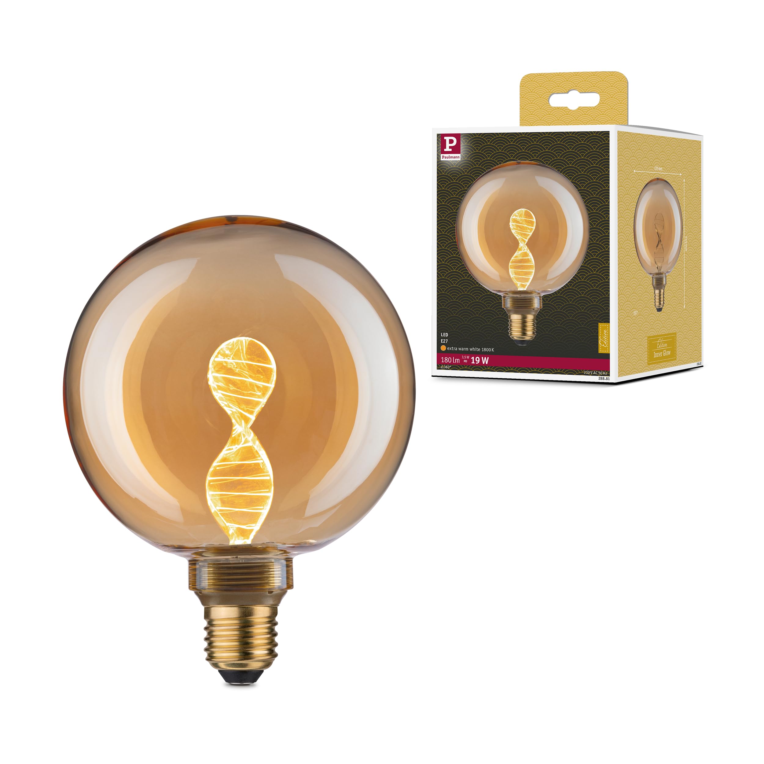 Paulmann 28881 LED Light Bulb Inner Glow Edition Globe G125 180 lm Gold 3.5 Watt Light Bulb 1800 K E27