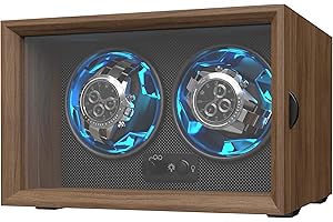 CAJESA Watch Winders for Automatic Watches,Double Automatic Watch Winder for Rolex,4 Rotation Mode Setting,Blue Light,Elastic Watch Pillows for Cartier Omega,Gift for Man