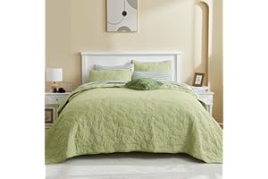 SHALALA NEW YORK Lime Green Quilt Bedding Set Queen Size, Lightweight Summer Quilt Bed Set with Pillow Shams, Reversible Stitching Celestial Bedspread Coverlet for All Season