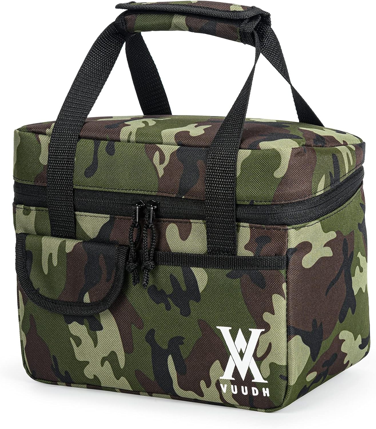 Reusable Insulated Cooler Lunch Bag - Office Work Picnic Hiking Beach Lunch Box Organizer for Food, Snacks, Fruit, Wine holder by Vuudh (Camouflage)