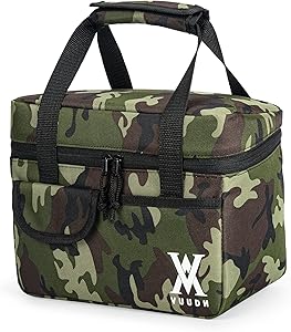 Reusable Insulated Cooler Lunch Bag - Office Work Picnic Hiking Beach Lunch Box Organizer for Food, Snacks, Fruit, Wine holder by Vuudh (Camouflage)