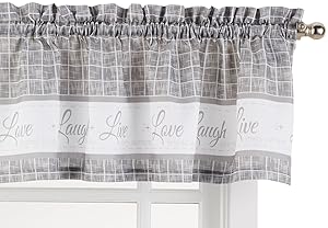 Achim Home Furnishings Achim Home Imports Live, Love, Laugh Window Curtain Valance 58" x 14", Grey