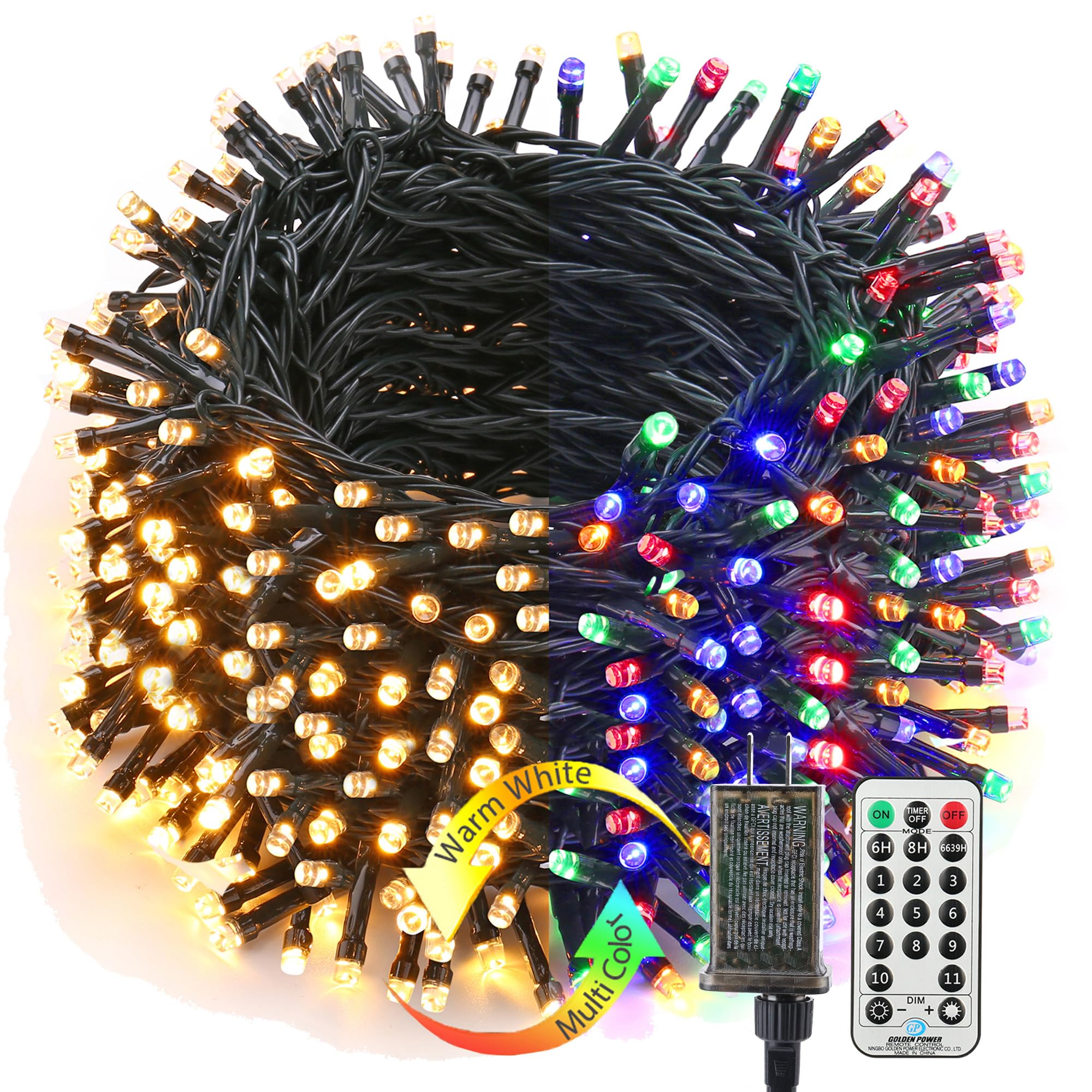 Photo 1 of ****MISSING REMOTE******Brizled Christmas String Lights, 279ft 800 LED Color Changing Christmas Lights with Remote, 11 Modes Tree Light Warm White & Multicolor Green Wire Xmas Lights Outdoor for Xmas Party Home