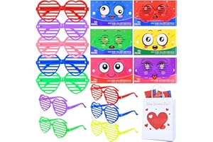 Flixoran 30 Pack Valentines Cards Gifts for Kids - Heart Shaped Glasses Exchange Cards for Classroom School Birthday Exchange Gifts Prize Boy Girl Adult Party Favor Goodie Bag Stuffers