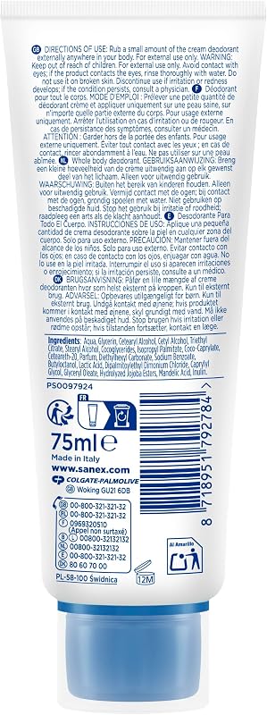 Men Crema Todo el Cuerpo Deo Frescor Total 75ml, Desodorante para Manos, Pies, Axilas, Cuerpo y Zonas Íntimas, 72 h de Protección contra el Olor Clínicamente Probada, Hipoalergénico