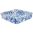 Crow Canyon Home Enamelware Square Brownie Pan, 9 inch, Blue/White Splatter