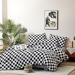Luxlovery Black Checker Comforter Set Cal King