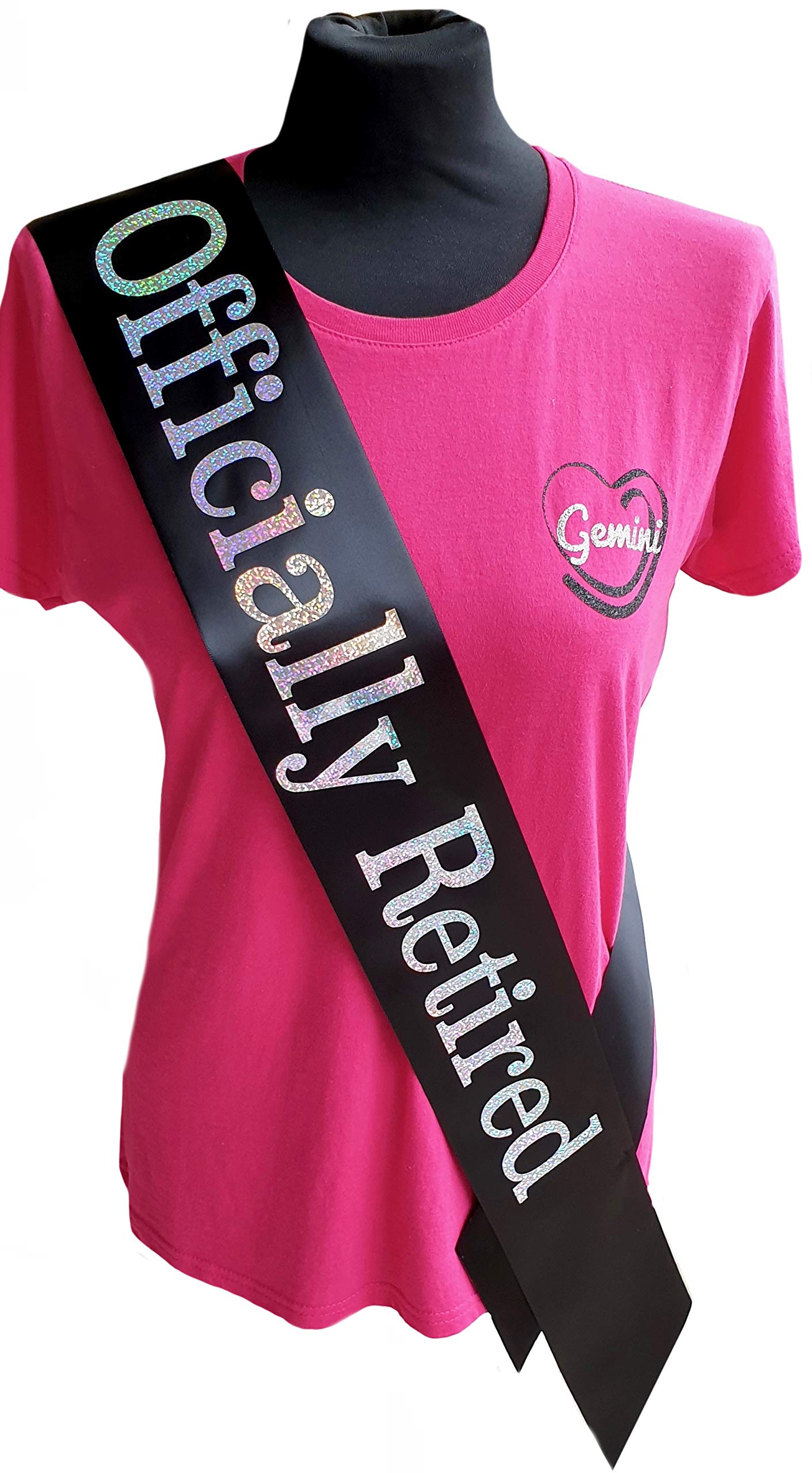 Gemini Ribbons - Officially Retired Sash - Holographic - Party - Womens Mens - Gift - Outfit - Retirement