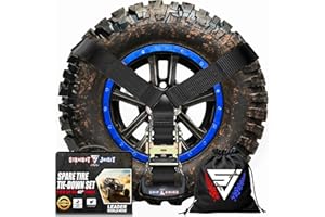 Y Strap for Spare Tire - Heavy Duty Spare Tire Strap for UTV, Offroad Accessories & Roof Rack, 3 Way Ratchet Strap Tie Down- 1.6" Wide, Can Secure Up to 40" Tire by Straight Jacket Crew (Black)