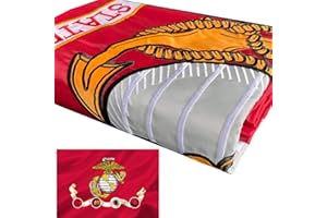 JOVEN Marine Corps Embroidered Military Flags 3x5 Outdoor- Double Sided American USMC Flag Banner 2ply Embroidered United States Marine Corps Flag with 2 Brass Grommets Vivid Colors Waterproof