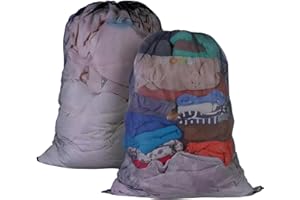 OUVLAIZ 2 Pack Large Mesh Laundry Bag, 27×36inch Black Laundry Hamper Liner, Heavy Duty Mesh Laundry Bags Drawstring Lockable, Machine Washable, for Ball Storage, Travel, Toys, Sports Factories, Dorms