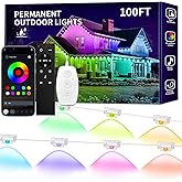 KSIPZE 100ft Permanent Outdoor Lights Waterproof IP67, Smart RGB+IC Eaves LED Lights with App & Button Control, 200+ Dynamic Scene Modes for House Roof, Garden, Christmas, Party Decor