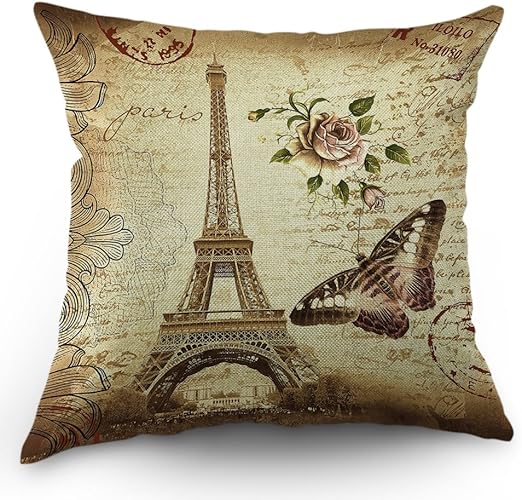 Amazon Com Moslion Paris Eiffel Tower Pillows Decorative Throw