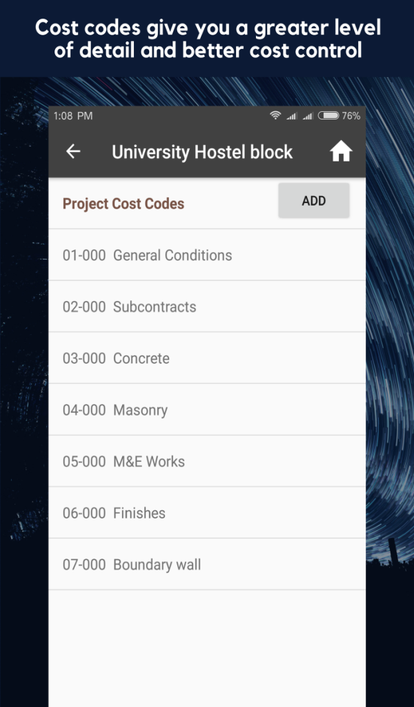 Construction Job Cost Control App