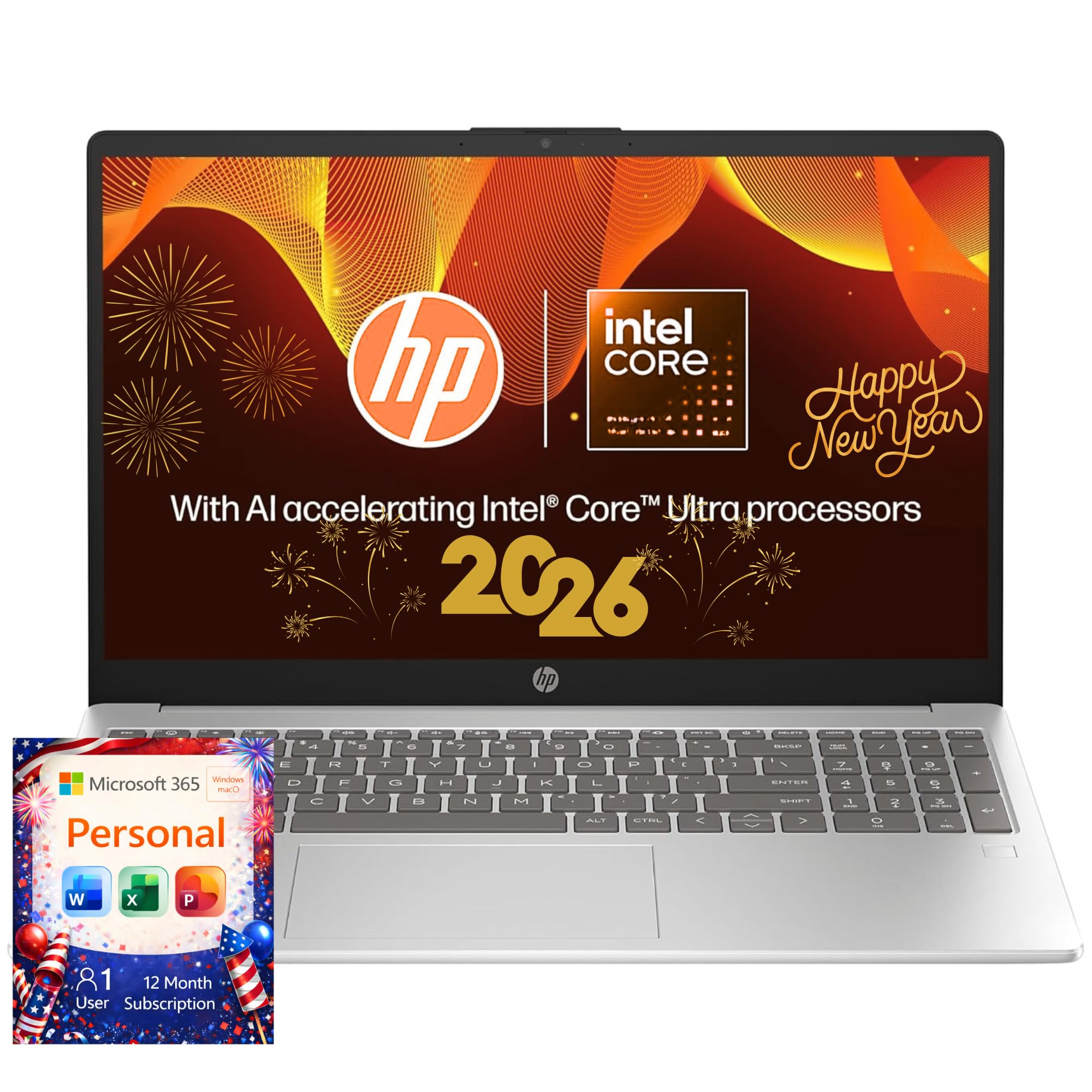 HP 15.6" Laptop with Microsoft 365-1.1TB Storage - 8GB Memory - Intel Inside | Anti-Glare Display, 128GB SSD and 1TB Cloud Storage, 4-Cores CPU, Fast Charge and 12hrs Battery, no Mouse