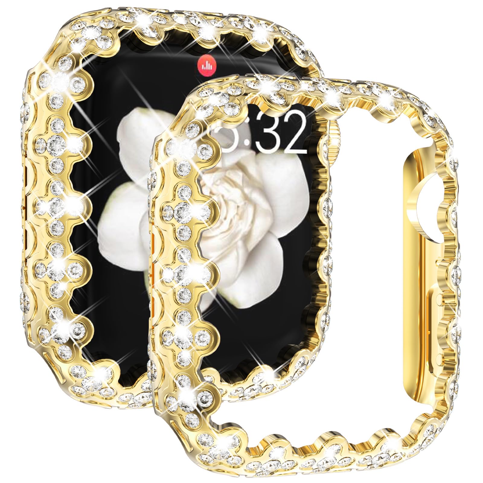 Fullife Bling Case Compatible with Apple Watch 46mm Series 11/10 without Screen Protector for Women,Overall Protective Cases Diamond Cover for iWatch 46mm,Gold