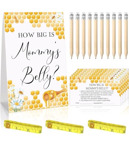 Guess How Many Gummy Bears In The Jar – Honey Bee Baby Shower Game Set With Sign & 50 Cards, Fun Activity For Parties & Events