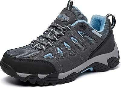 SHULOOK Wanderschuhe Damen Wasserdicht Leicht Trekkingschuhe Damen rutschfeste Bergschuhe Outdoor Schuhe für Camping,Hiking,Angeln