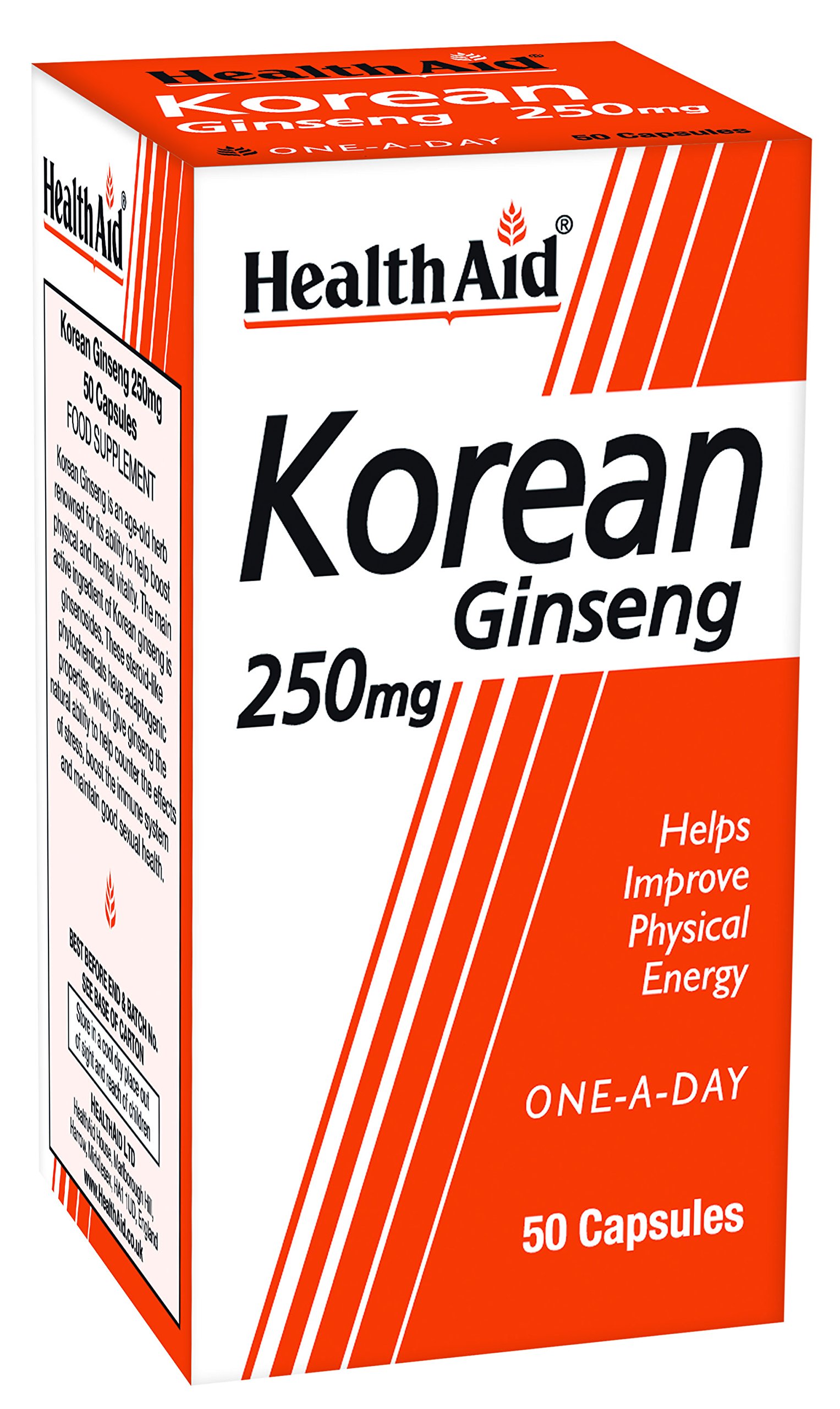 HealthAid Korean Ginseng 250mg 50 Capsules