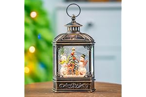 ZQQLITE Christmas Snow Globes Lantern Christmas Snow Globe with Music Snowman and Christmas Tree,6H Timer,USB Lined/Battery Operated Lighted Lantern for Christmas Festival Decoration Gifts