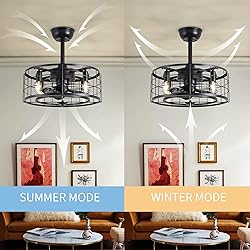 SYXLCYGJ Caged Ceiling Fans with Lights Remote