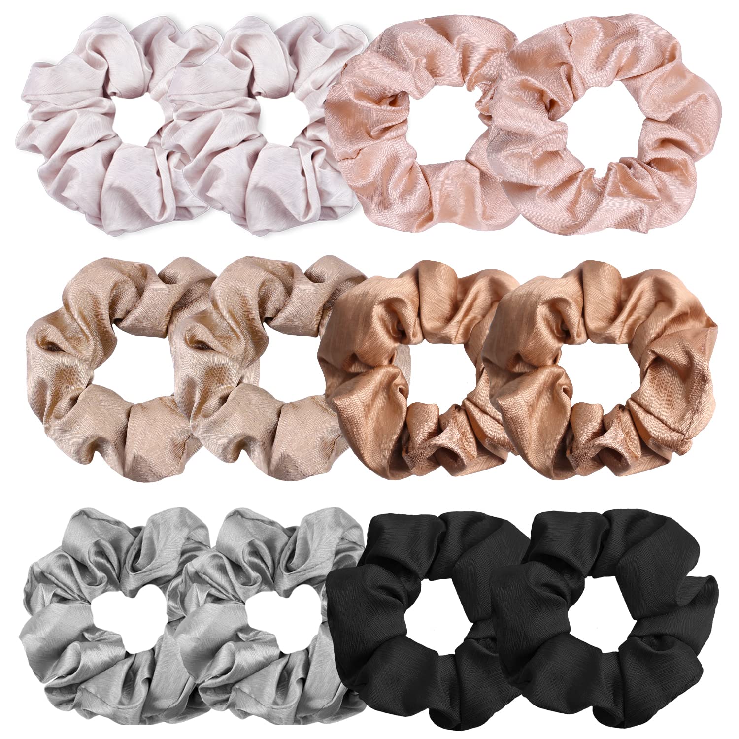 VENUSTE Neutral Scrunchies for Women, Premium Satin Softer than Silk, Bobbles Elastic Bands Ponytail Holder Hair Accessories, 12 Pack — image 1