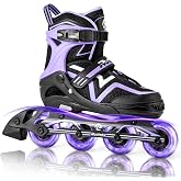 Adjustable Inline Skates for Kids Youth Adults with Full Light Up Wheels | Outdoor Safe Roller Skates for Girls Boys Women Men, Breathable Liner, Self Powered Flash, Smooth Rolling, Ideal for Skating