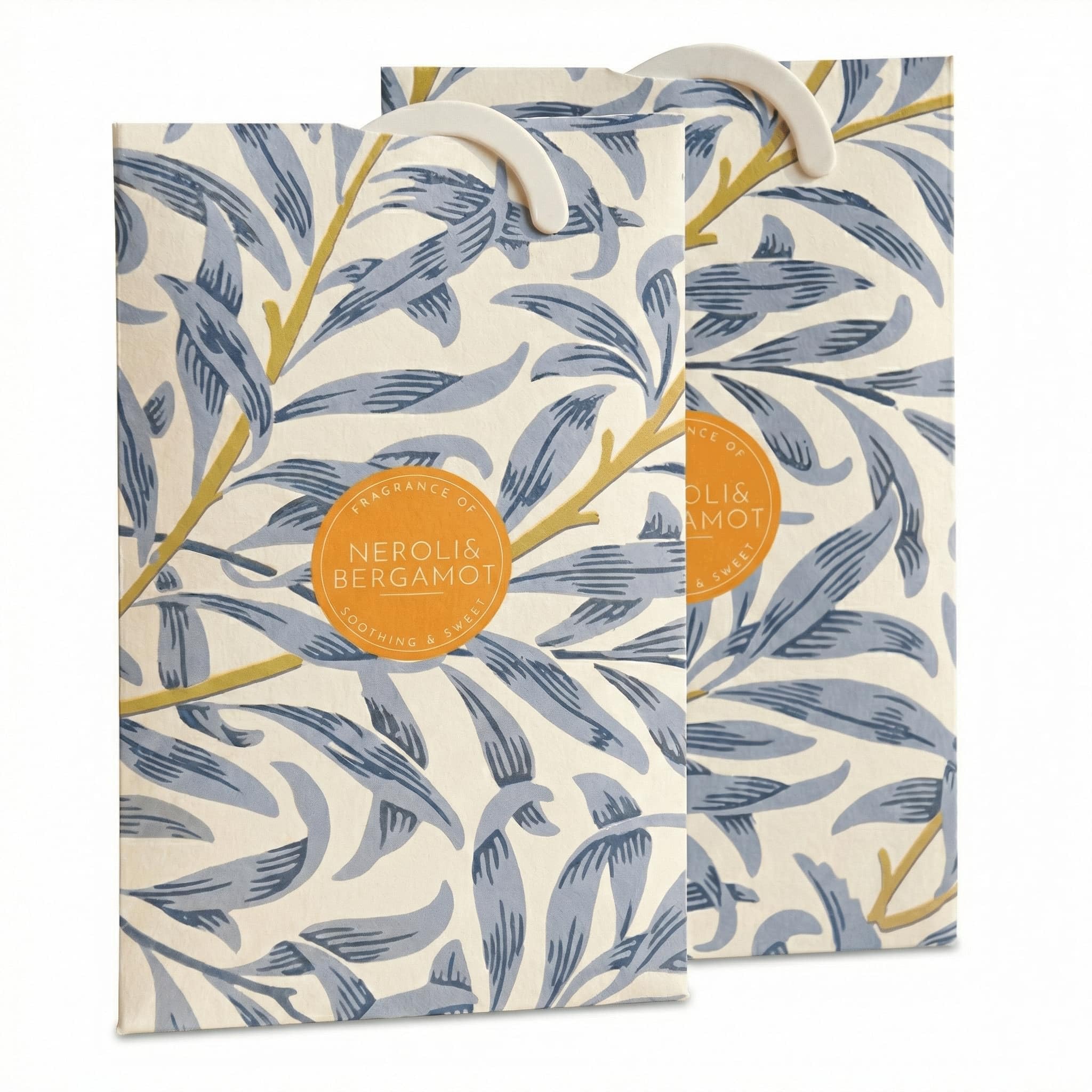 The Master Herbalist Neroli & Bergamot Scented Wardrobe Freshener in a William Morris Inspired Willow Design | Contains Essential Oils | Pack of 2 | Made in The UK.