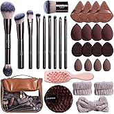 BS-MALL Professional Makeup Brushes Set With Makeup Sponge Set,double-ended Makeup Brush,foundation Brush For Liquid Makeup,kabuki Brush, Shampoo comb And Face Washing Kit,Travel Makeup Bag