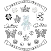 Bling Shoe Charms for Women,Girly Golden Chains for Clog Sandals,Rhinestones Bling Chain Charms Cute Designer DIY Shoe Accessories Decoration Jewels Party Favors