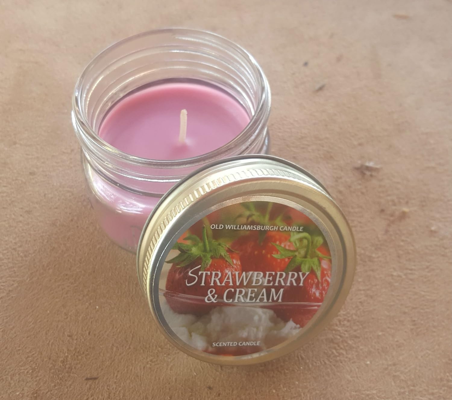 Old Williamsburgh Candle Strawberry & Cream Scented Mini Mason Jar