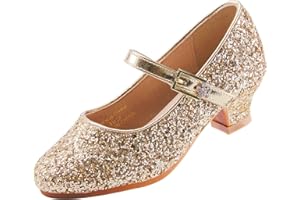 EIGHT KM EKM7015 Girls High Heel Dress Shoes Mary Jane Wedding Party Pumps Sparkle Glitter Princess Shoes for Kids Toddler
