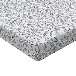 Lunarable Soccer Fitted Sheet, Monochrome Sketch