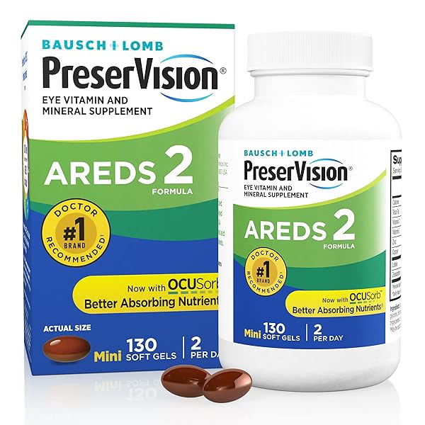 PRESERVISION AREDS 2 EYE VITAMINS, LUTEIN AND ZEAXANTHIN SUPPLEMENT WITH VITAMIN C, VITAMIN E,ZINC, AND COPPER, 130 SOFTGELS (MINIGELS)