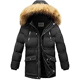 WULFUL Boy's Winter Coat Waterproof Fleece Lined Parka Jackets Kids Hooded Puffer Outerwear