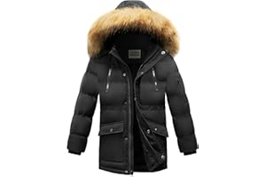 WULFUL Boy's Winter Coat Waterproof Fleece Lined Parka Jackets Kids Hooded Puffer Outerwear