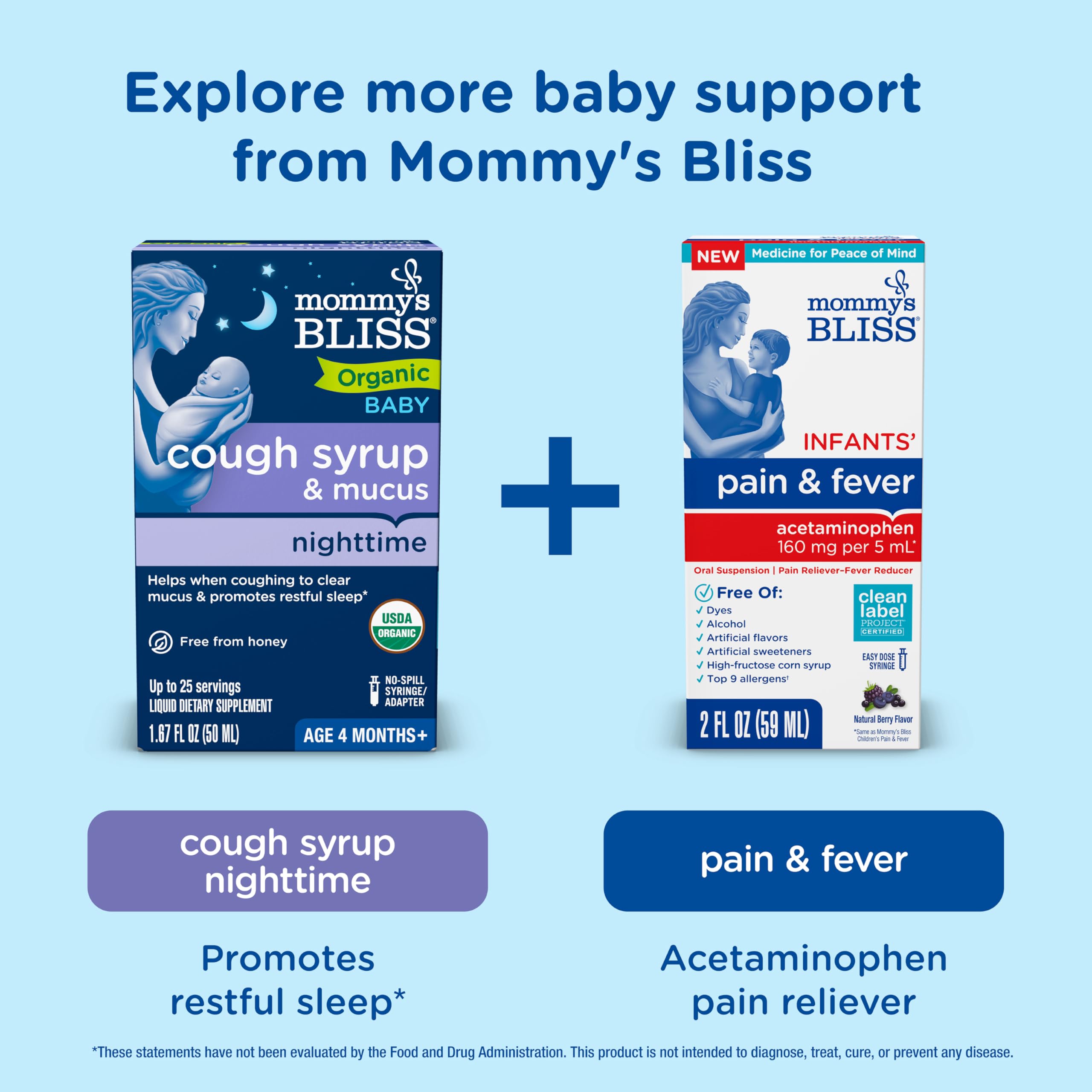 Mommy's Bliss Organic Baby Cough Syrup and Mucus + Immunity Support, Contains Organic Agave and Ivy Leaf, Made for Babies 4 month+, 1.67 Fluid Ounces