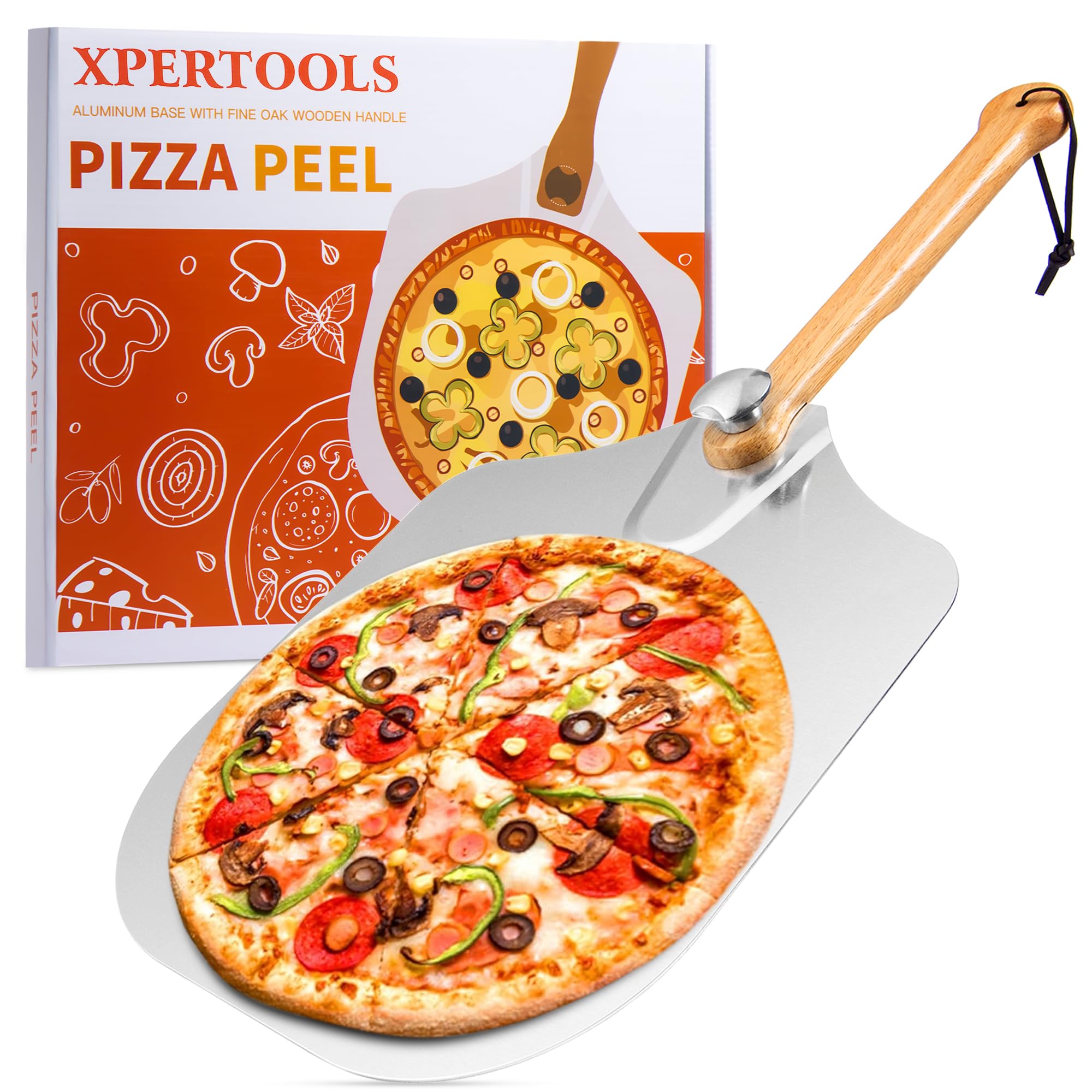 XPERTOOLS Pizza Peel 12 Inch: Premium Wooden Pizza Peel and Pizza Paddle, Ideal Pizza Shovel and Pizza Spatula for Your Pizza Oven, Essential Pizza Oven Accessories for Homemade Pizza Perfection