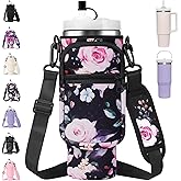 AceTreker Water Bottle Carrier Bag with Strap for Stanley 40/30 oz Tumbler Neoprene Insulated Cup Holder Sleeve with Phone Pocket & Straw Cover for Stanley Cup Accessories