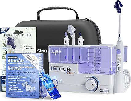 Amazon Com Sinupulse Elite Advanced Nasal Sinus Irrigation System With 30 Additional Sinuair Packets Additional Replacement Sinus Irrigator Tip Travel Case And Bonus Ebook By Dr Robert S Ivker Health Personal Care