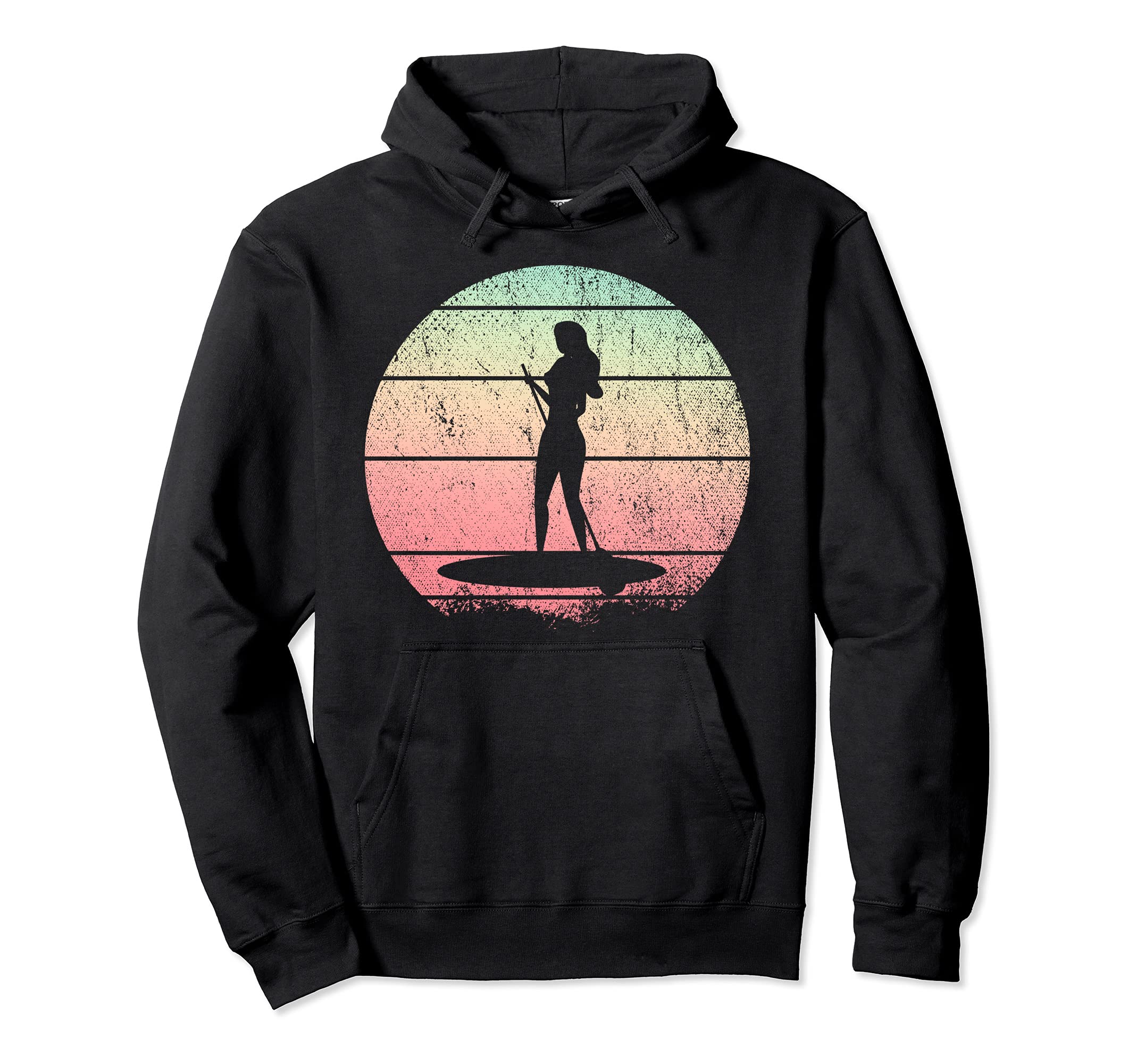 Retro Stand Up Paddling Paddleboarder Sunset Outdoor SUP Pullover Hoodie