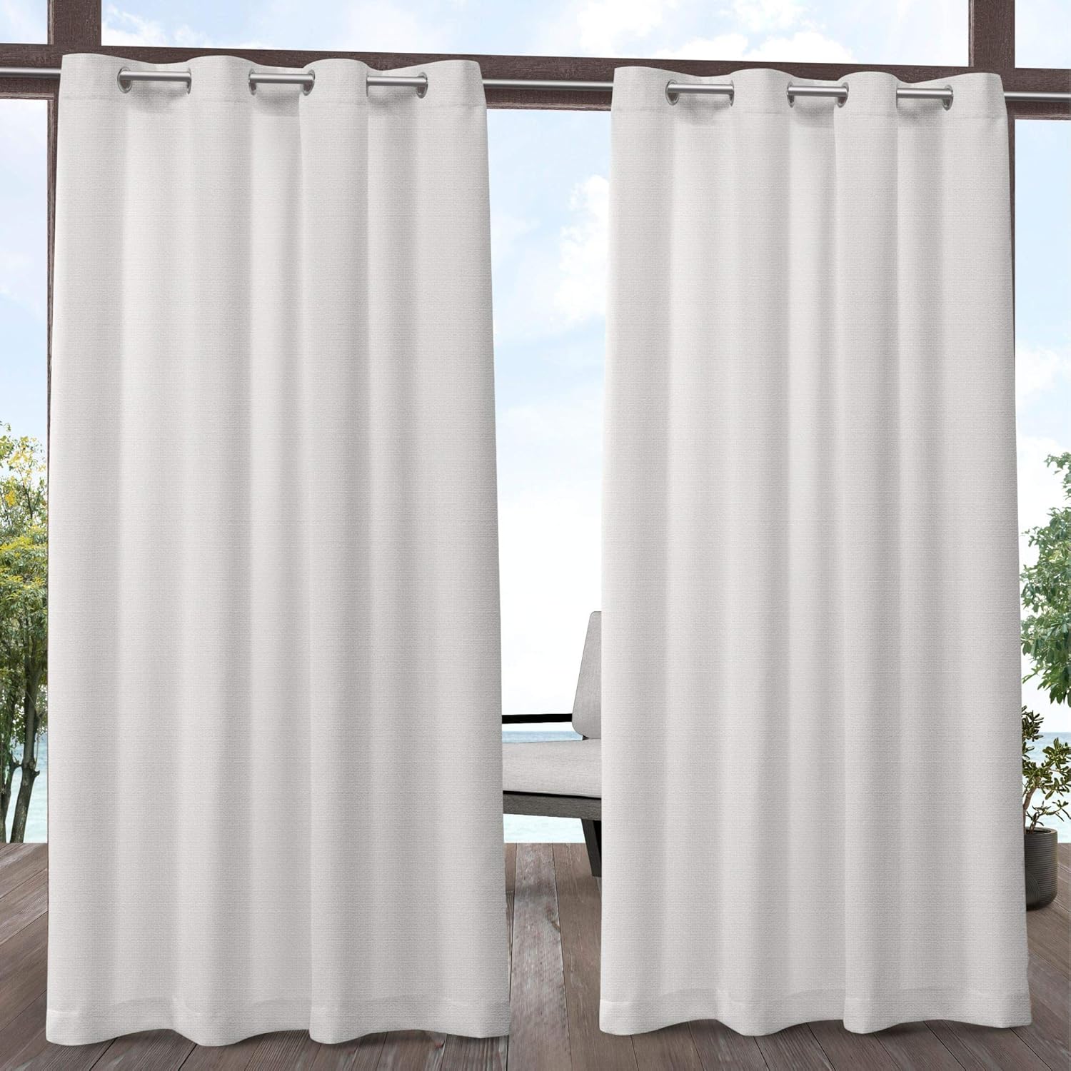 Exclusive Home Curtains Aztec Indoor Outdoor Grommet Top Curtain Panel Pair, 54x84, Azure